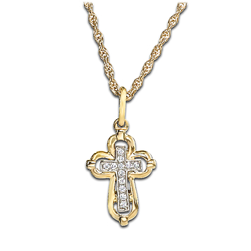 Подвеска крест из золота с бриллиантами