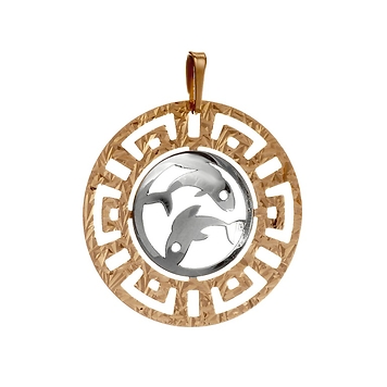 Золотой кулон знак зодиака "рыбы"