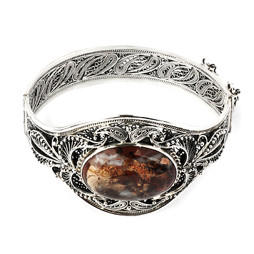 Серебряный браслет с красной яшмой