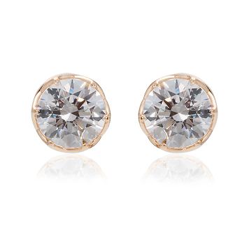 Золотые серьги-гвозди "лотос" с фианитом swarovski