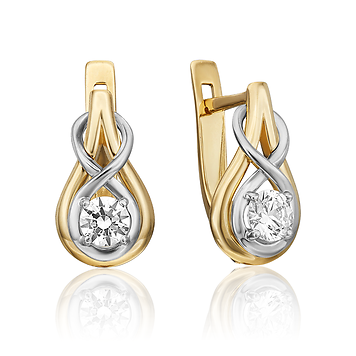Серьги, белое и лимонное золото, бриллианты